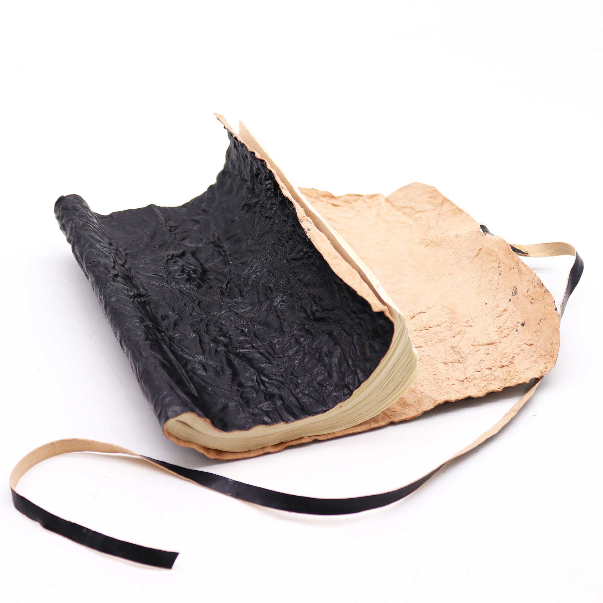 Agendă de Călătorie din Piele Rulată - 96 pagini - Negru 21x15cm - imagine 2